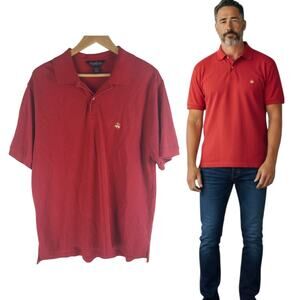 Brooks Brothers Performance Knit Polo Shirt Short Sleeve Red Size L